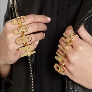 Moschino Logo Gold Knuckle Rings